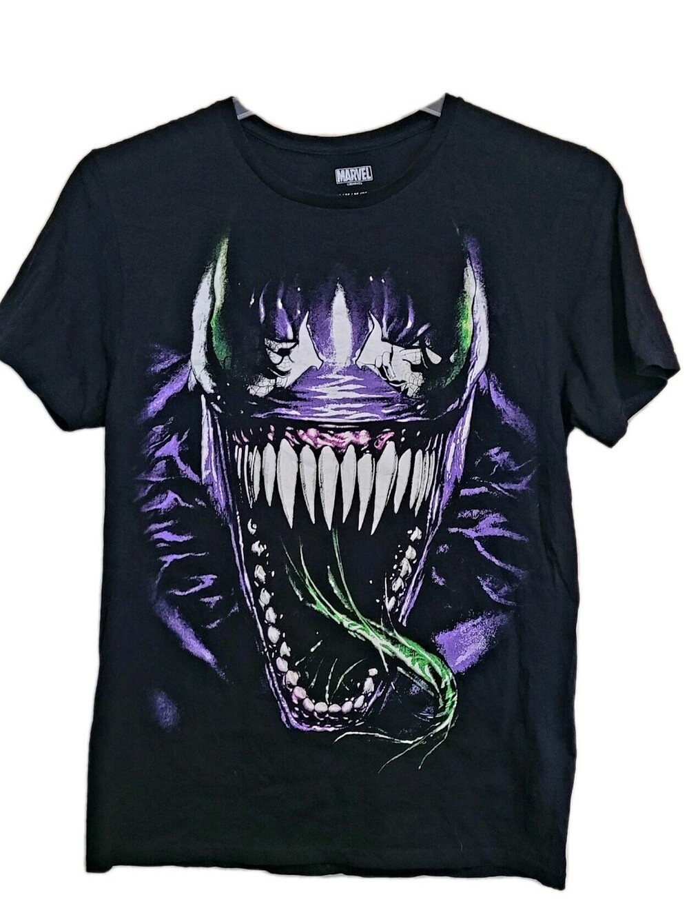 Venom Marvel Comics Purple Black Large Print Men's T-Shirt Villain Size Medium